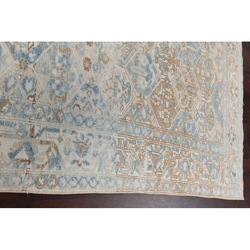 Tapis de la laine beige 9 pi 5 po x 13 pi 7 po one-of-kind à la main noué la années 1950 : bakhtiari