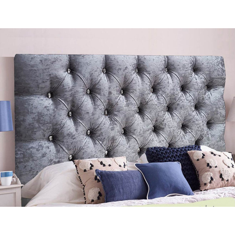 Esters Upholstered Headboard, Grey, Double (4'6), Velvet