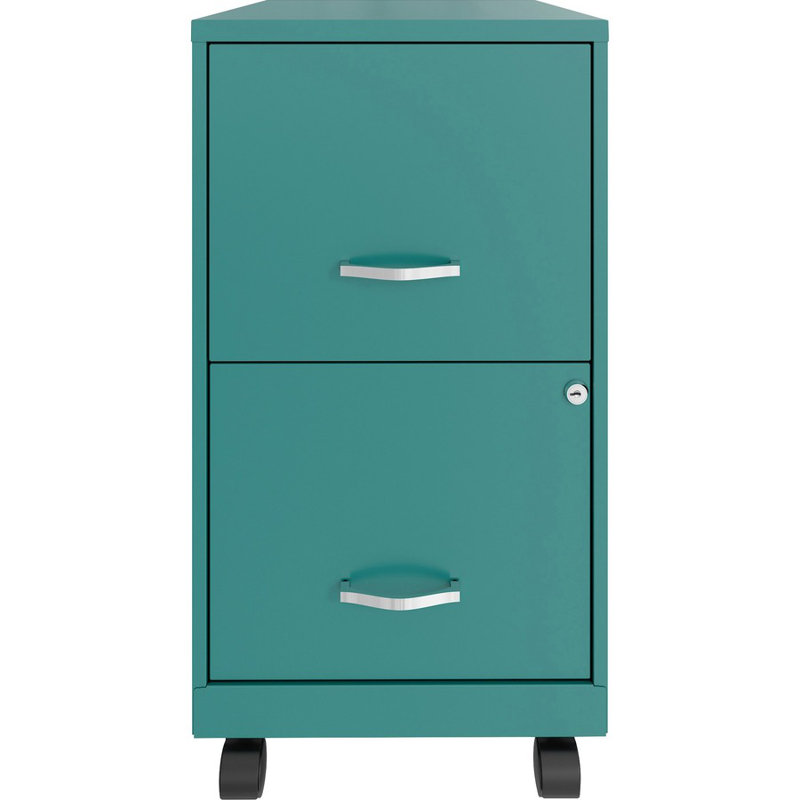 Teal Steel 2-Drawer Lockable Mobile File Cabinet
