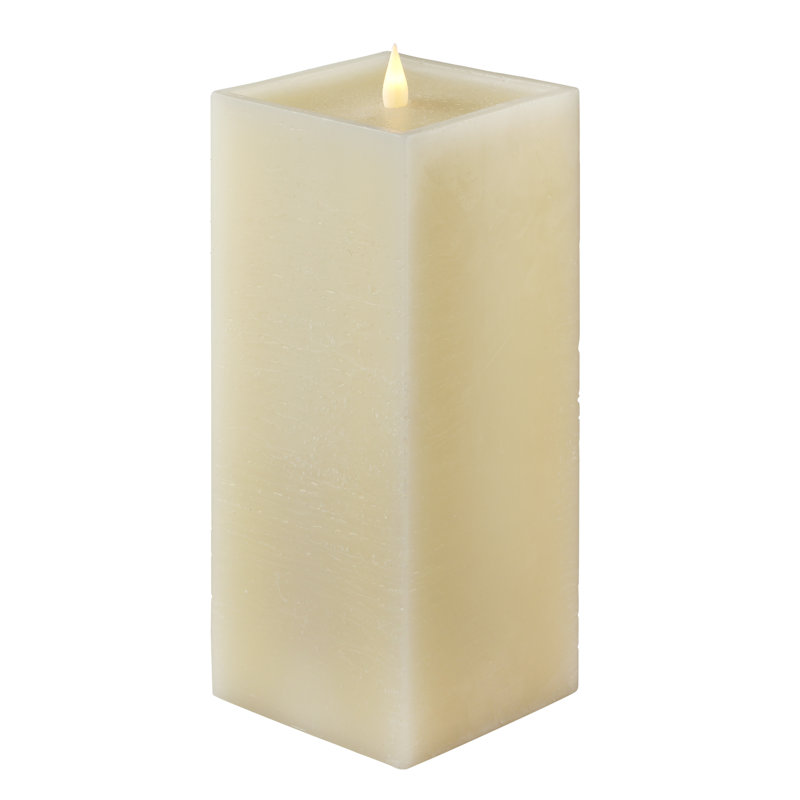 Bougie carrée classique sans flamme, 10 po x 4 po sans flamme, Ivoire ivoire