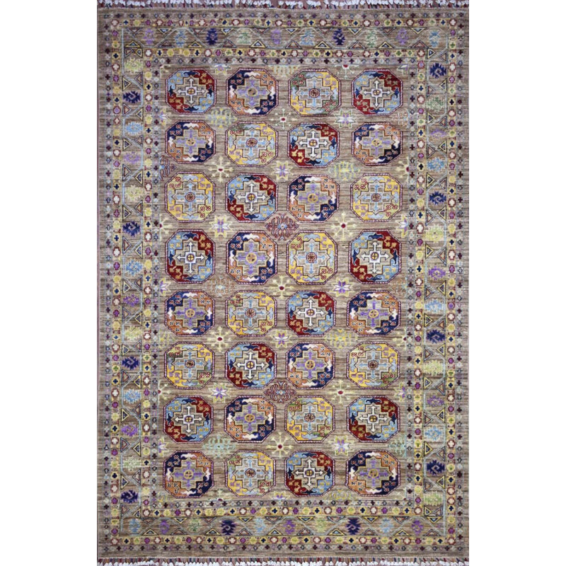 Transitional One-of-a-Kind Rectangle 6' X 9' Wool Area Rug Tan