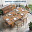 Table de salle à manger de style campagnard moderne pour 6 personnes - Table de cuisine en bois massif avec pieds robustes en forme de H - Mobilier rustique pour salle à manger et salon - Couleur noyer-936184059