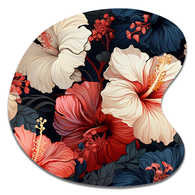 Cissie - art mural asymétrique floral - forme de goutte, H 33 po x l 33 po