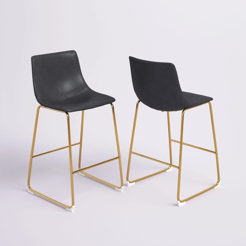 Landon Gold Stool 26" (Set Of 3), Black