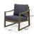 Wood Club Chair For Outdoor Use With Dark Grey Water- Neck Cushions Enjoyment
