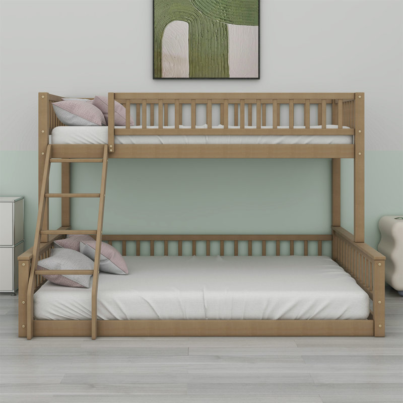 Bunk Bed With Ladder And Guardrails, Walnut