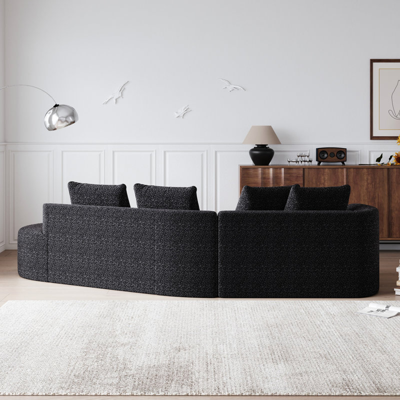 Canapé modulaire surdimensionné moderne en chenille avec sièges très profonds et larges, 4 coussins décoratifs et une combinaison gratuite pour le salon et la chambre à coucher