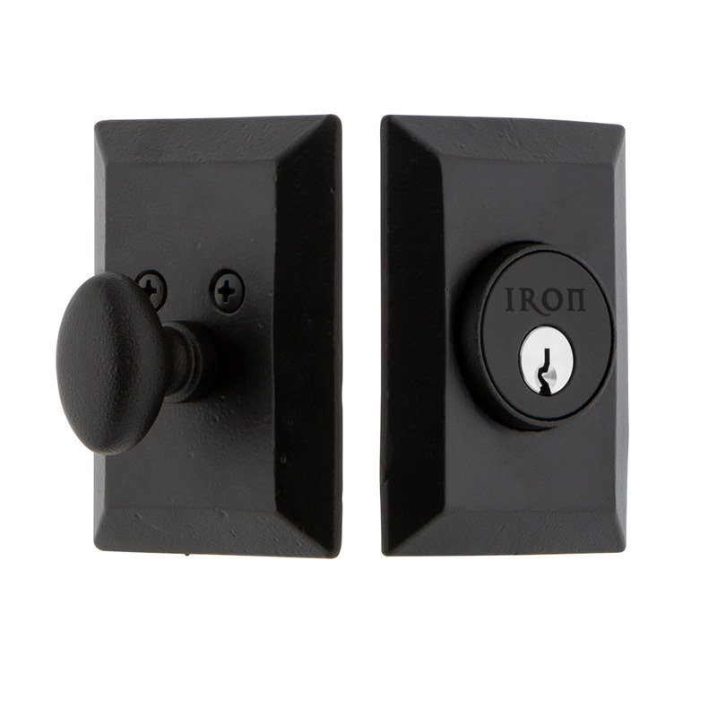Matte Black Iron Single Cylinder Deadbolt with Rectangular Plate
