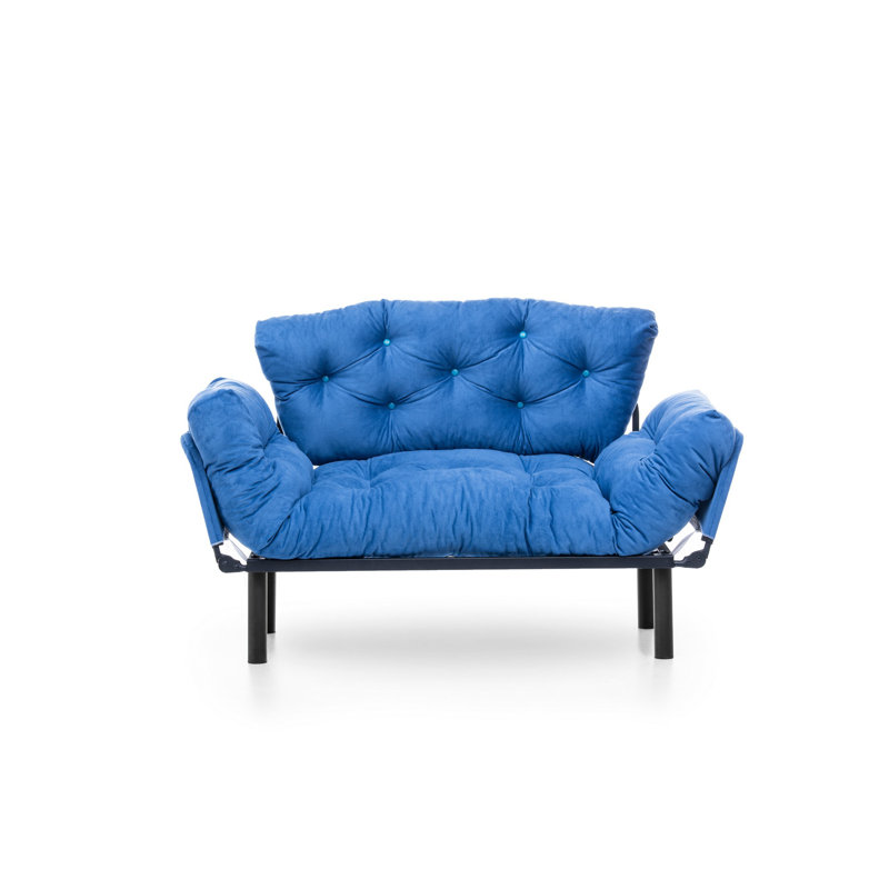 Canapé-lit à accoudoirs évasés 74,8 po Costelli, Polyester bleu