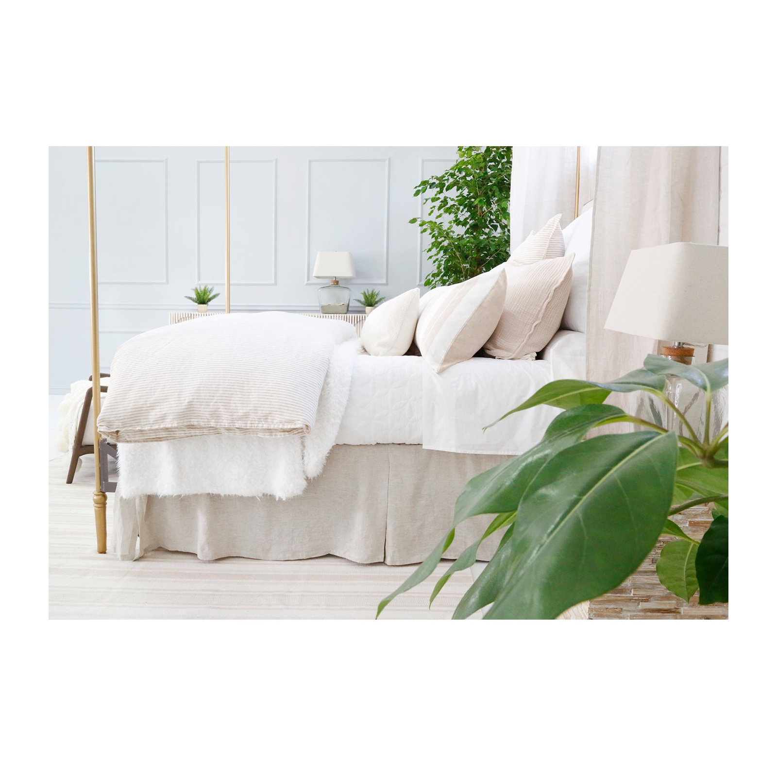 Pleated 18" Bed Skirt, Queen, Flax