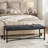 Anahli 50.5'' W Modern Genuine Leather Bench with Button-tufted and Metal Legs-576891784