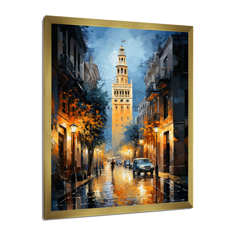 Giralda I, Espagne, Espagne - impression, Encadrement doré, H 40 po x l 30 po x P 1,5 po