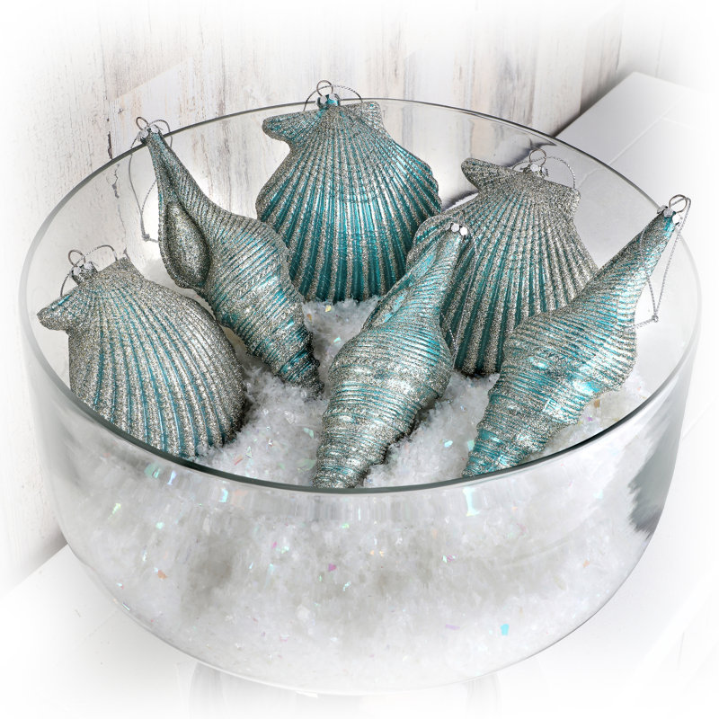 Seashell 7'' Animals Hanging Figurine Ornament, Aqua