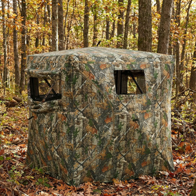 Hunting Blind for 2 Person, See Through Pop Up Blind with 270-Degree View, Windows, Waterproof and Windproof for Deer Hunting, Camouflage