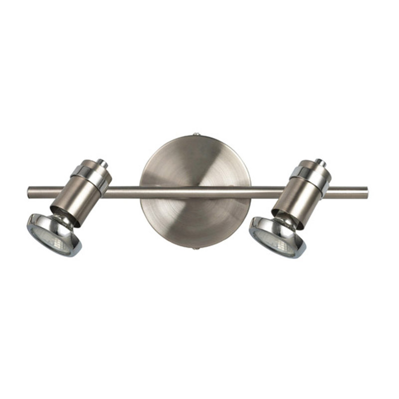 Ensemble de rail d'éclairage 2 lumières Lindaro, Chrome / Acier satiné
