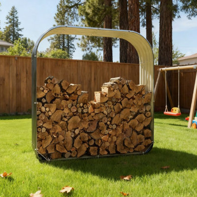 Support de rangement pour bois de chauffage en acier galvanisé avec rebord caoutchouté