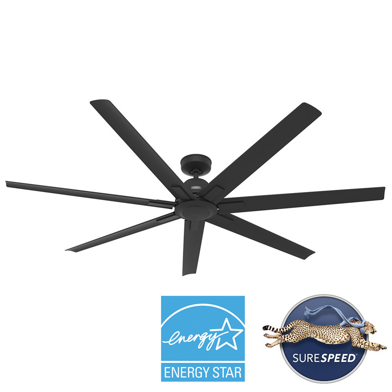 72" Downtown 7 - Blade ENERGY STAR Damp Rated Standard Ceiling Fan with Wall Control, Matte Black