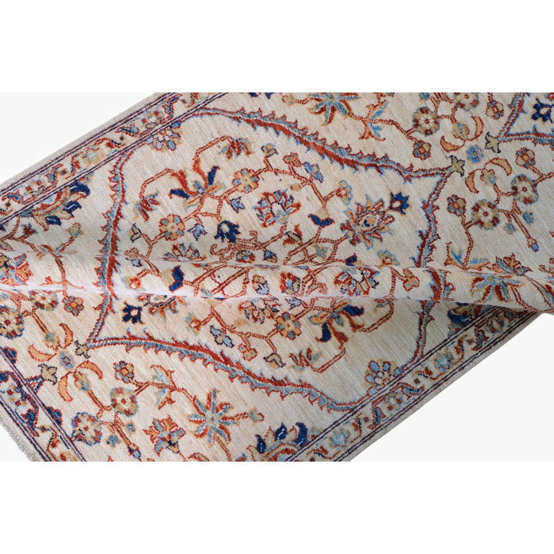 Hand Knotted Wool Area Rug in Beige