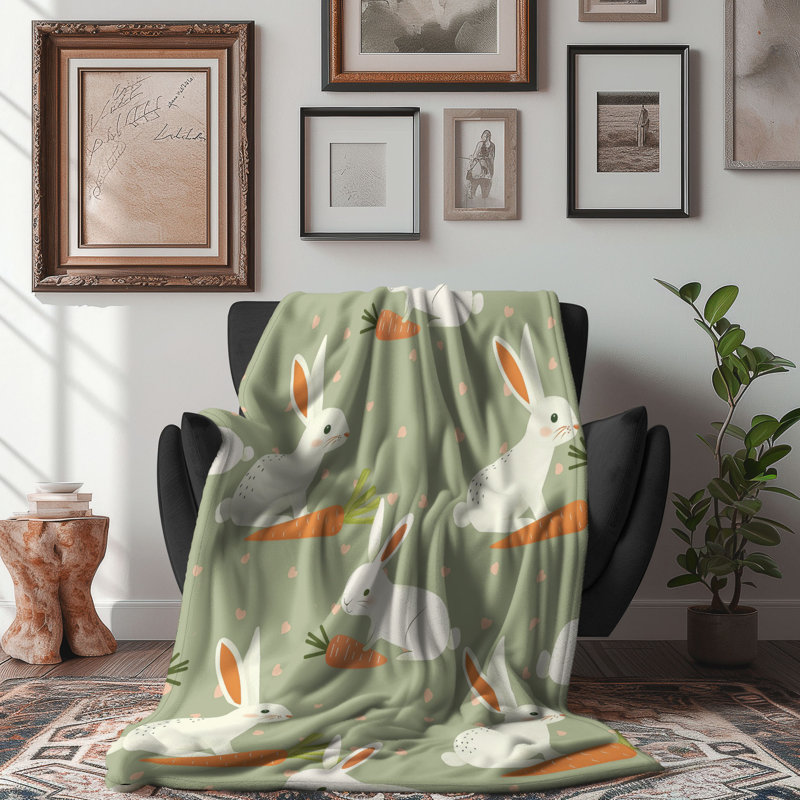 Bunny Chic - Couverture de qualité supérieure 1 pièce, Lit simple