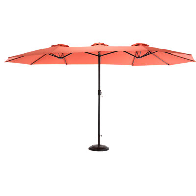 Orange 14.8 Ft Double Sided Outdoor Umbrella. 100% Fabric, Superior Shading Effect. Ideal For Backyard, Poolside, Garden And Lawn Rectangular Umbrella - Orange. Canopy, Easy Sunshade Operation. For