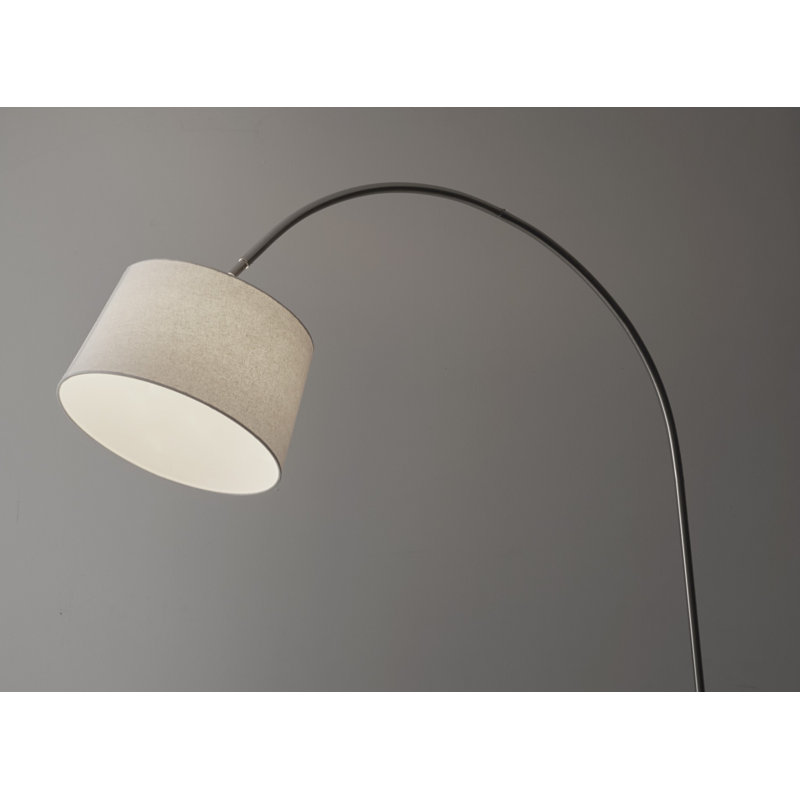Lampe sur pied en arche 83" Quinter, Acier brossé, Blanc