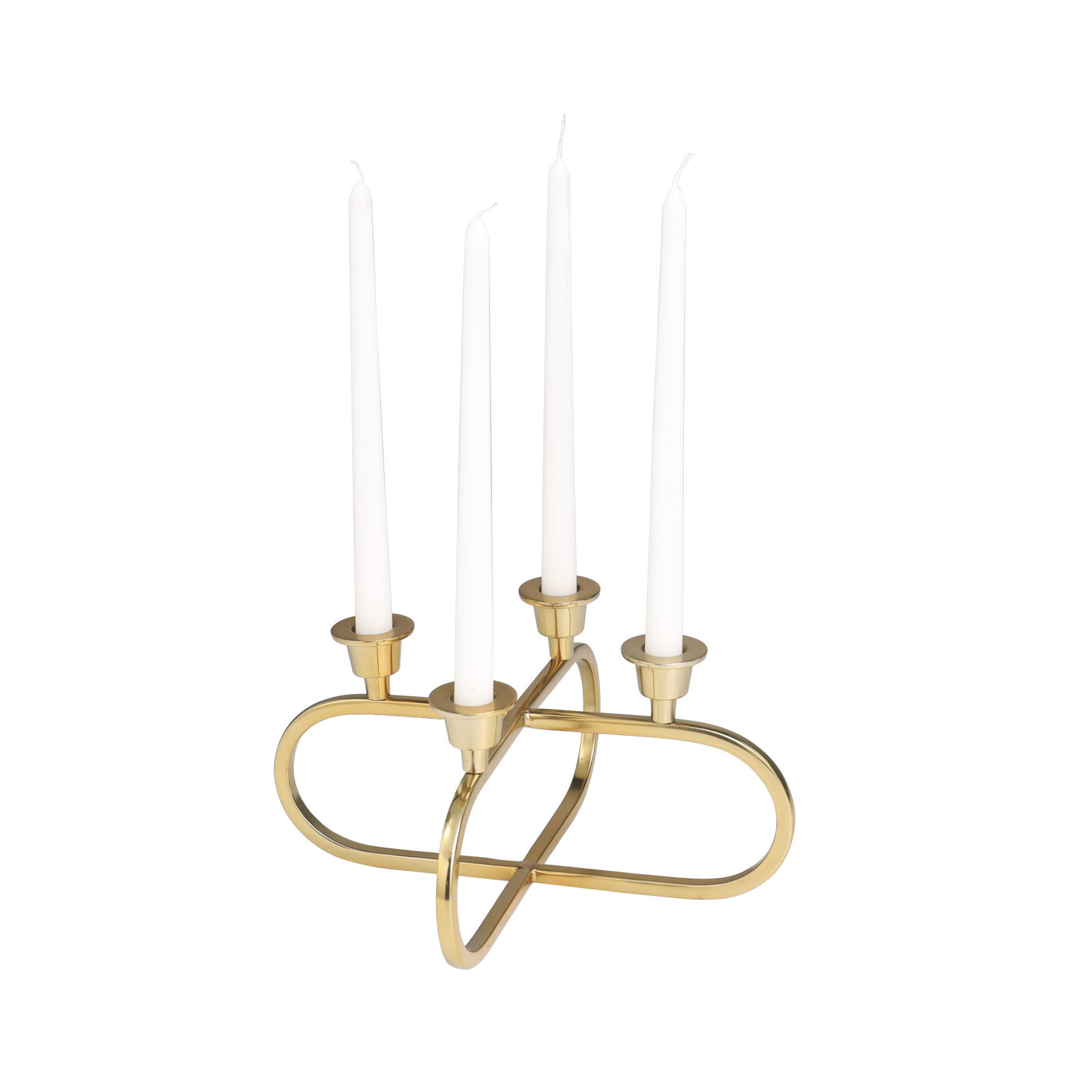 5.6" Aluminum Tabletop Candelabra, Gold