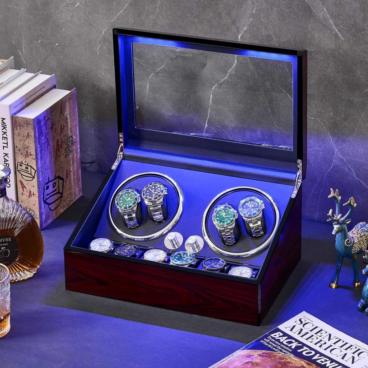 Ivy Bronx Laydon Manufactured Wood Watch Box + Rotating | Wayfair