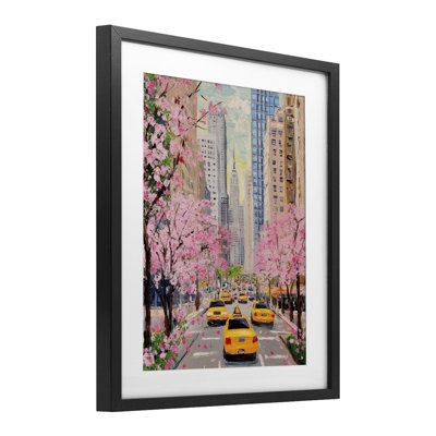 New York in Spring Framed Print Under Glass, design by LSR Design Studio