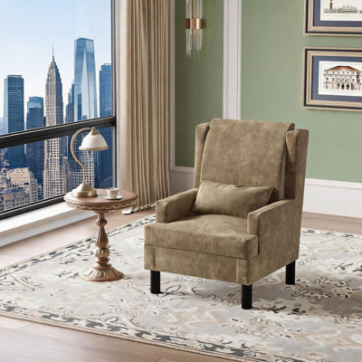 Fauteuil à oreilles avec pieds robustes en bois