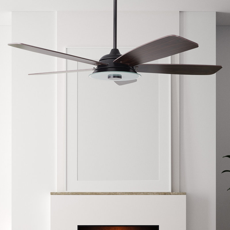 Alceo 52'' Ceiling Fan with LED Lights, Black/Dark Wooden