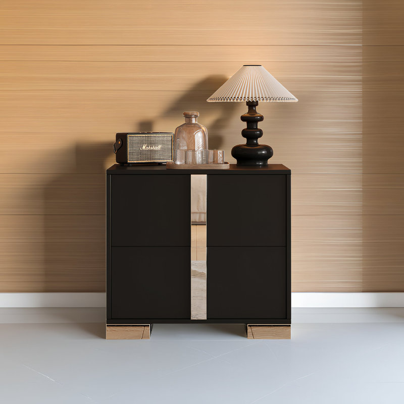 Commode de table de chevet 23,3 po à 2 tiroirs noire avec capacité de table de 130 lb?