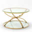 Table basse moderne en verre avec 2 niveaux, cadres en forme d'anneau, structure en métal et verre trempé transparent-129948407-129948406