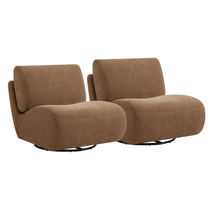 Nita 33'' Swivel Upholstered Accent Chair, Elite Camel Linen