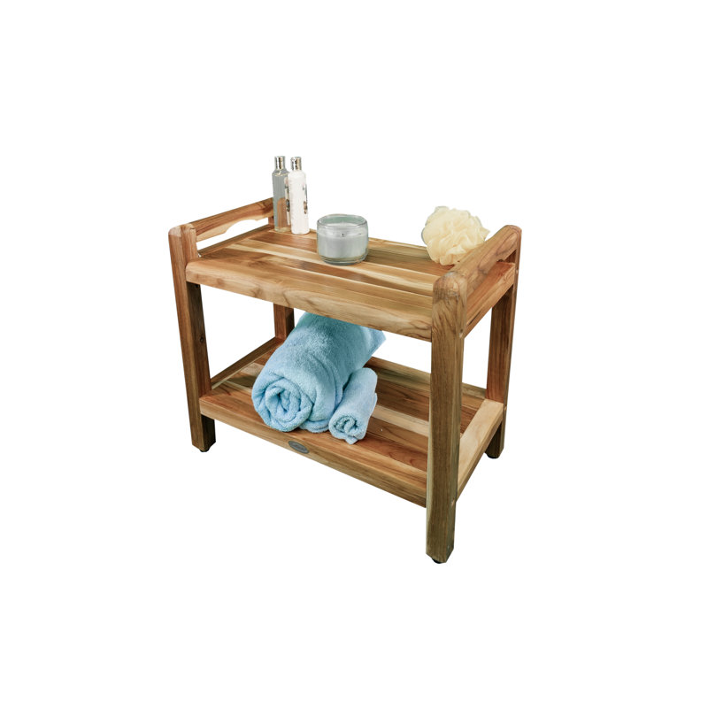 Earthy Teak Classic Teak Shower Bench, 21" H x 24" W x 14" D