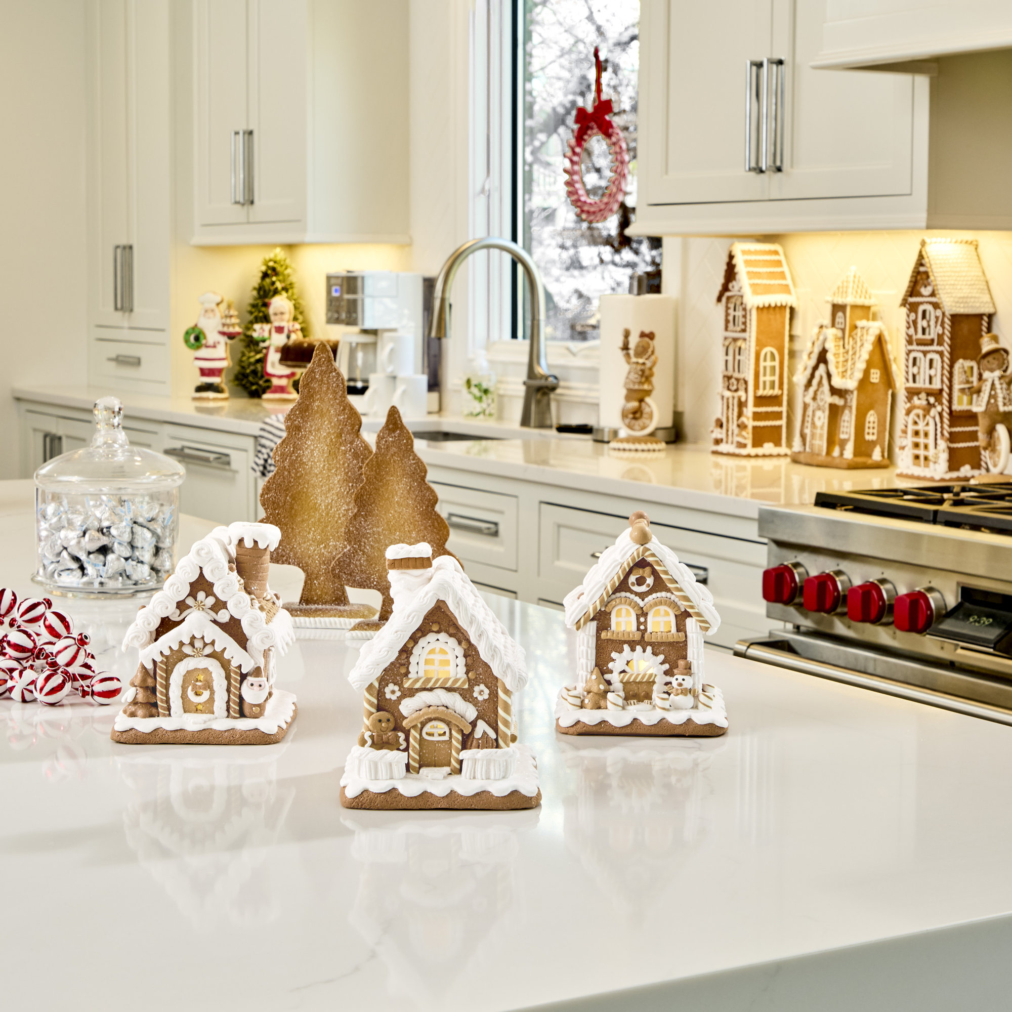 6" LED Battery Operated Timer Clay Sugar and Spice House Set of 3