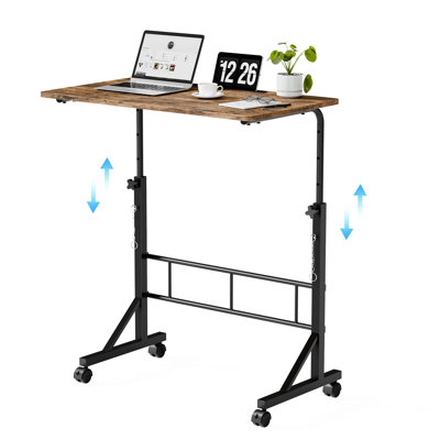Adjustable Height Desk on Wheels, Ergonomic Mobile Standing Desk, Portable Laptop Desk Standing Table Home Office Desks
