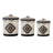 Chalet Cream/Black/Taupe Aztec Print Ceramic Southwestern Style 19 Piece Dinnerware and Canister Set