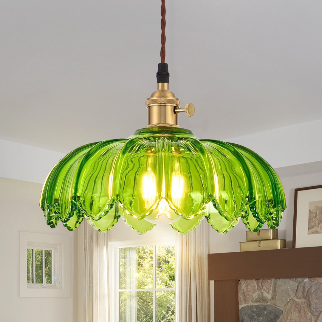 Andor 1 -Light Green Glass Pendant Light Kitchen Island Lighting Bay Isle Home™