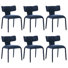 Modern Minimalist Dining Chair, Blue Upholstered Fabric Chair With Splayed Steel Frame And Foam Cushion