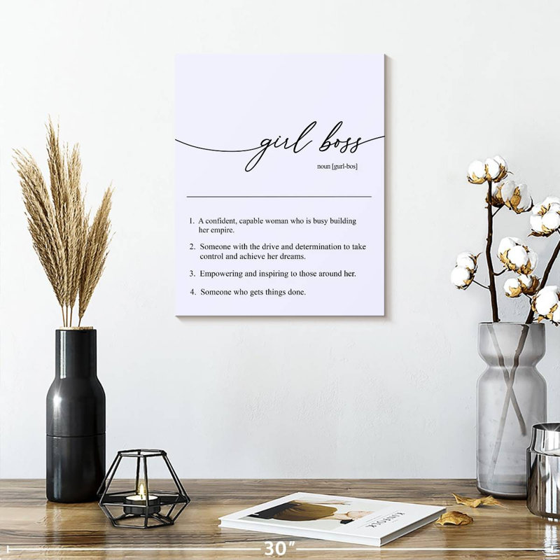 «Girl Boss Définition» sur toile, H 15 po x l 12 po x P 1,25 po