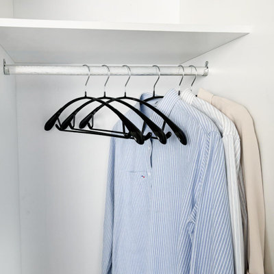Non Slip PVC Coating Sweater Hangers,Dress Suit Coat Hangers,Wide Shoulder Bump Free Golf T Shirts Clothes Hangers (Black/20 Pack)