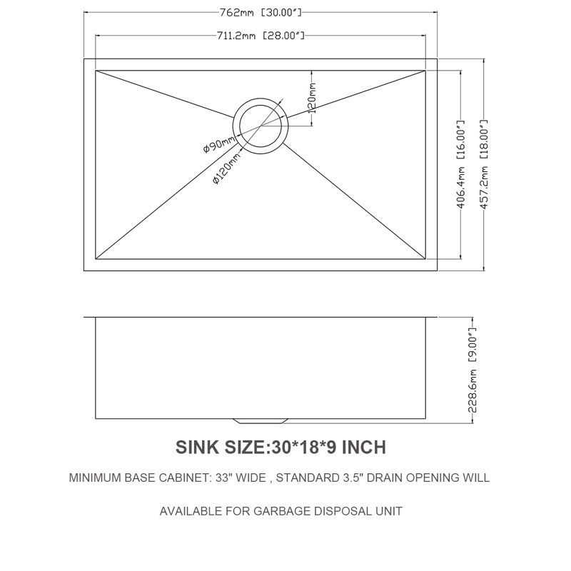 30 Inch Undermount Sink - 30"X18"X9" Undermount Stainless Steel Kitchen Sink 16 Gauge 9 Inch Deep Single Bowl Kitchen Sink Basin