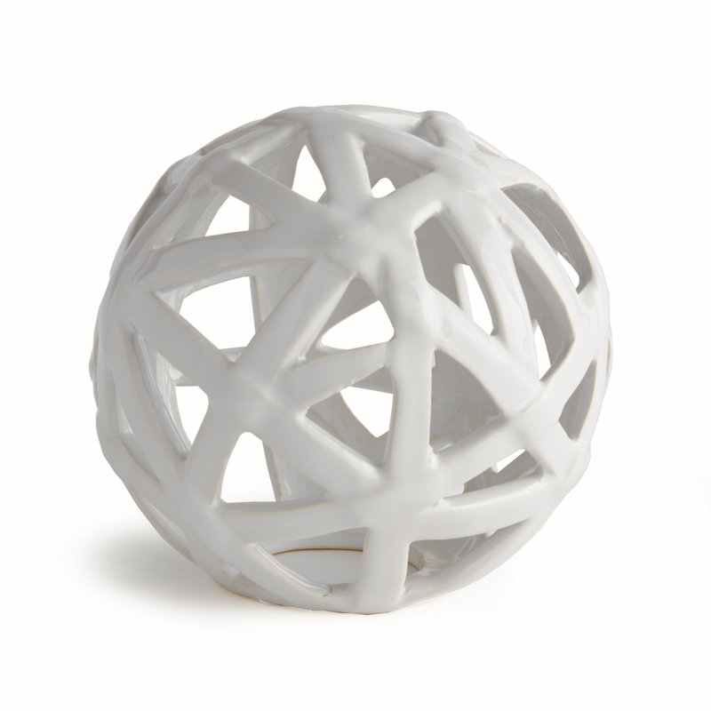 ALICIA METAL ORB, 7.09" H x 7.67" W x 7.67" D, White