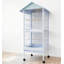 Cage à perroquet moderne en métal bleu clair à double couche avec plateau coulissant
