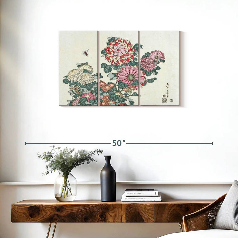 Chrysanthèmes Harnek et une abeille, H 20 po x l 33 po