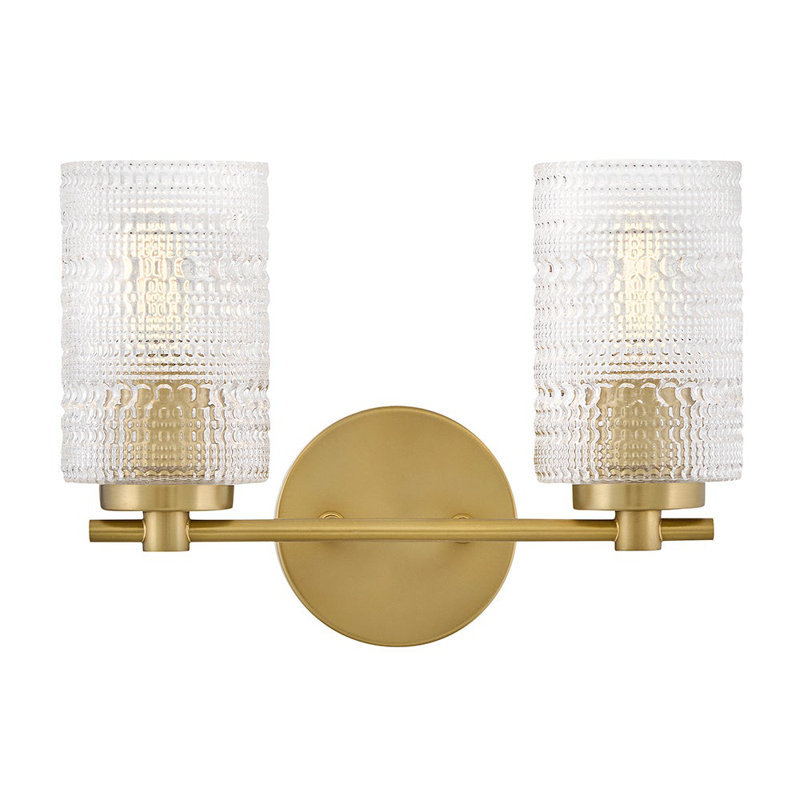 Luminaire de salle de bain 2 lumières avec verre clouté transparent Witt, Chrome chrome