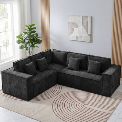 108'' Boneless Chenille L Shaped Couch, Oversized Modular Sectional 5 Seater Sofa, Modern Deep Seat Corner Cloud Compressed Couch, No Assembly