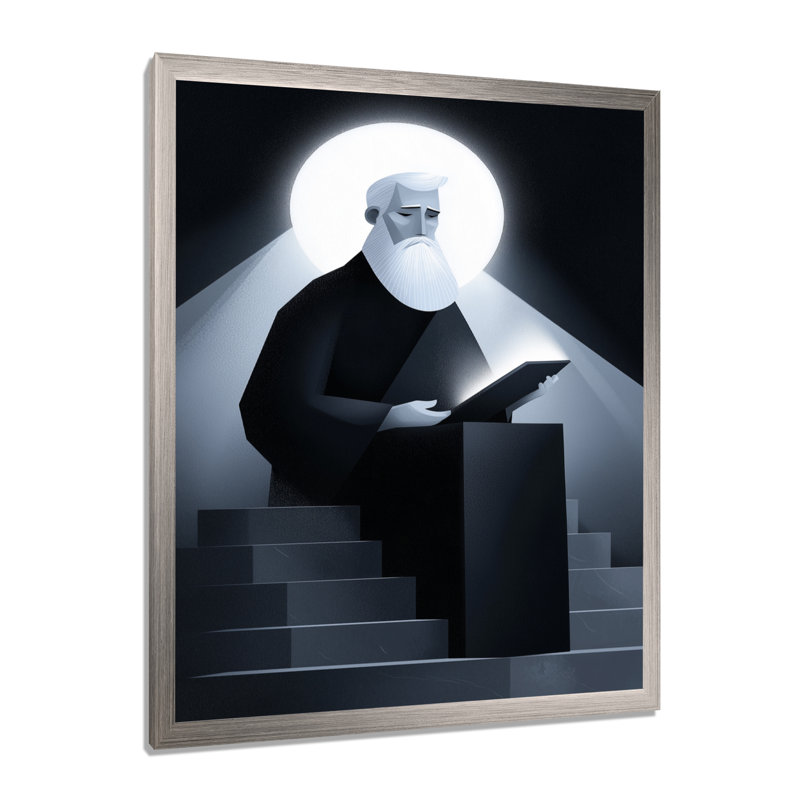 Higby - Spiritual Wall Art Living Room, H 20 po x l 12 po, Picture Framed, Argent argent