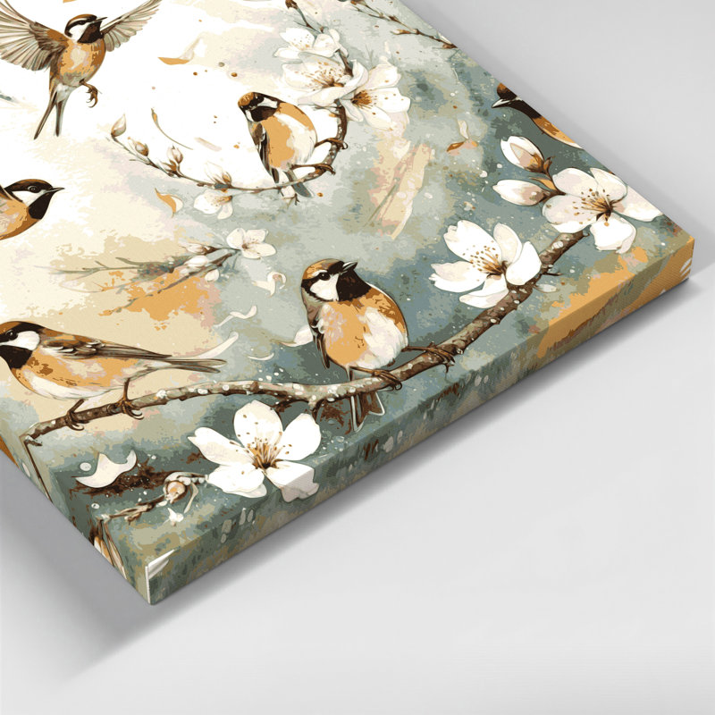 «Birds Common Chiffchaff», art mural sur toile beige, H 24 po x l 36 po