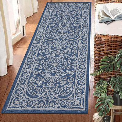 Tapis géométrique rectangulaire en polypropylène tissé à la machine 2 pi x 6 pi Brunn